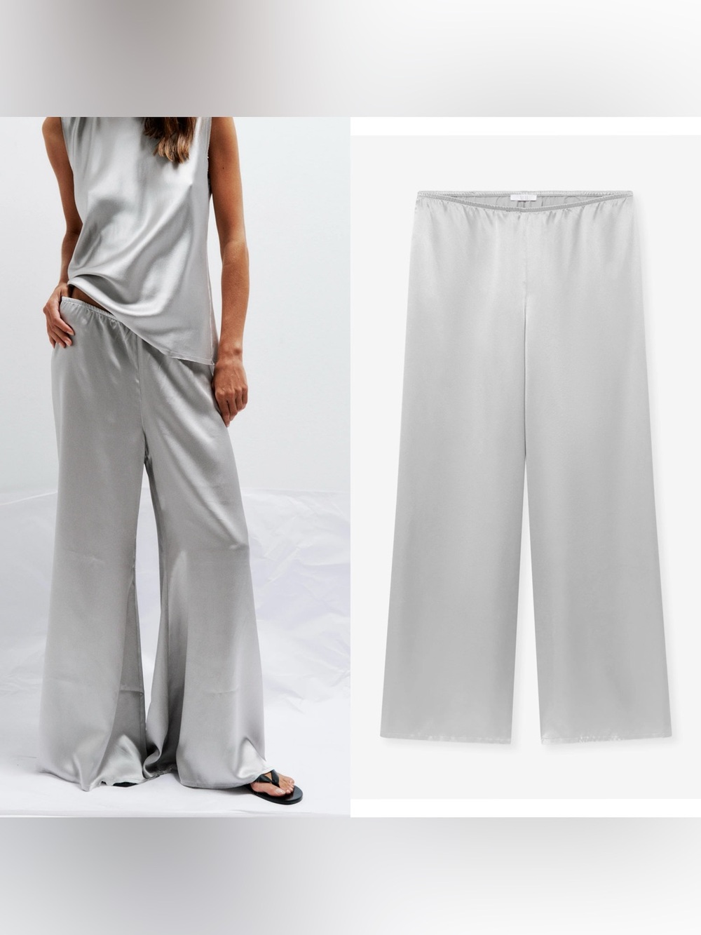 NWT All Three Studio Olympia 100% silk Pants in grey
